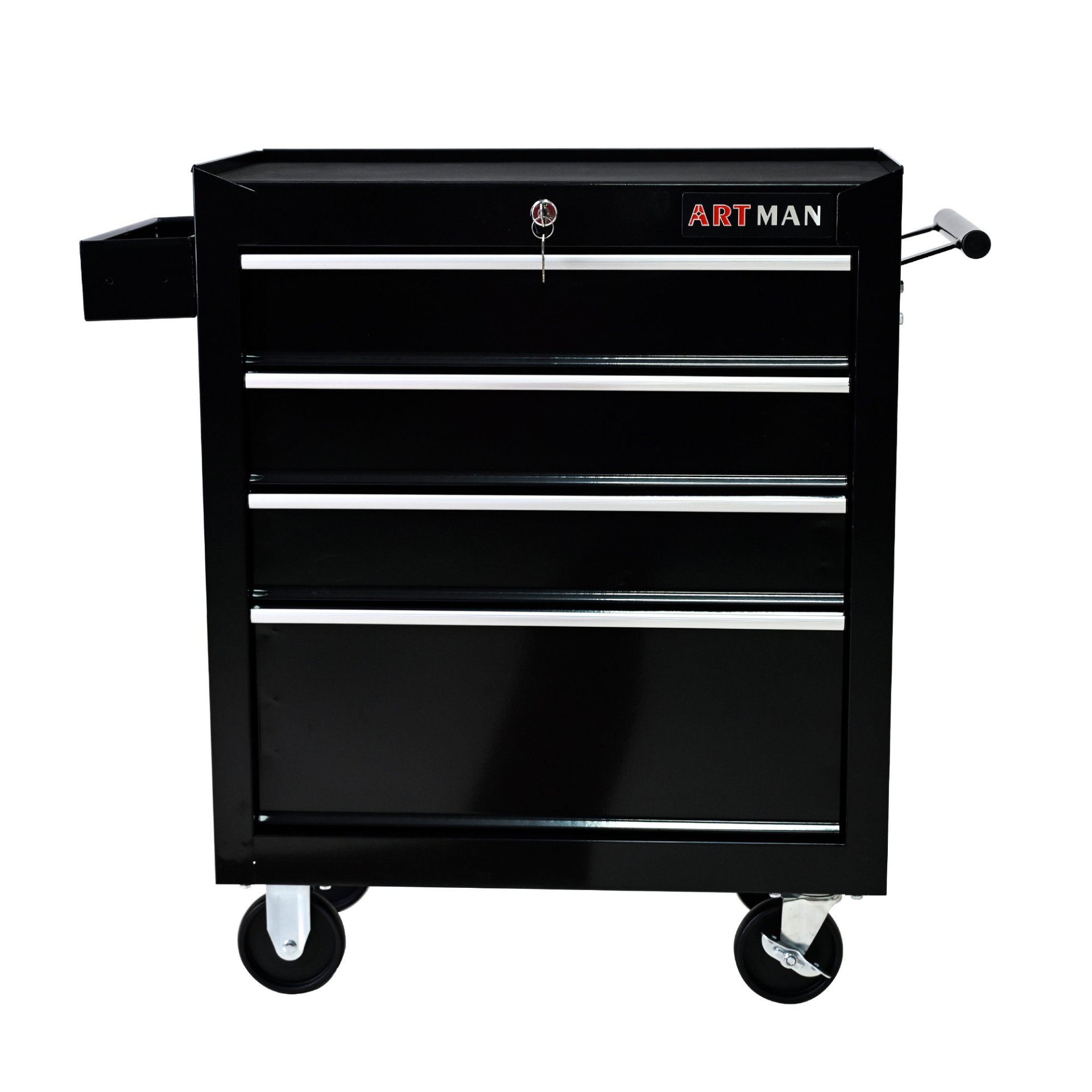 Rolling Tool Chest, 4 Drawer Tool Box With Wheels, Heavy Duty Industrial Service Cart Storage Organizer With Locking System, Rolling Tool Box Organizer Tool Case For Garage, Repair Shop - Black - Image 8