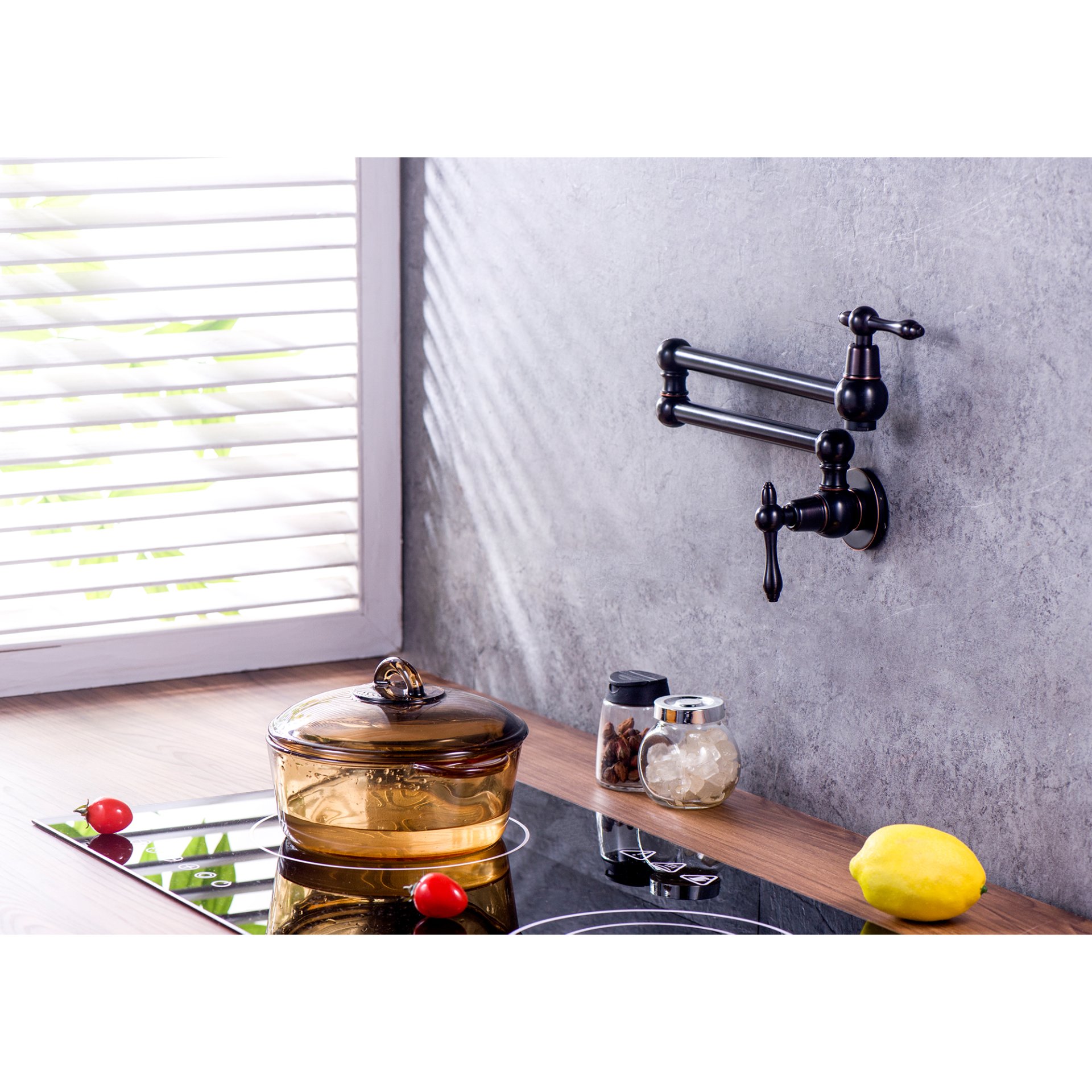 Design Pot Filler Faucet Wall Mount Kitchen Sink Faucet Folding Stretchable - Oil-Rubbed Bronze - Image 2
