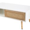 41.34" Rattan Coffee Table, Sliding Door For Storage, Solid Wood Legs, Modern Table For Living Room - White - Image 11