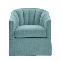 Solitude - Skirted Swivel Accent Chair - Light Blue