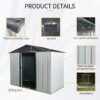 8Ft X 4Ft Outdoor Metal Storage Shed With Sliding Door And Foundation For Backyard, Patio, Lawn - White / Black - Image 6