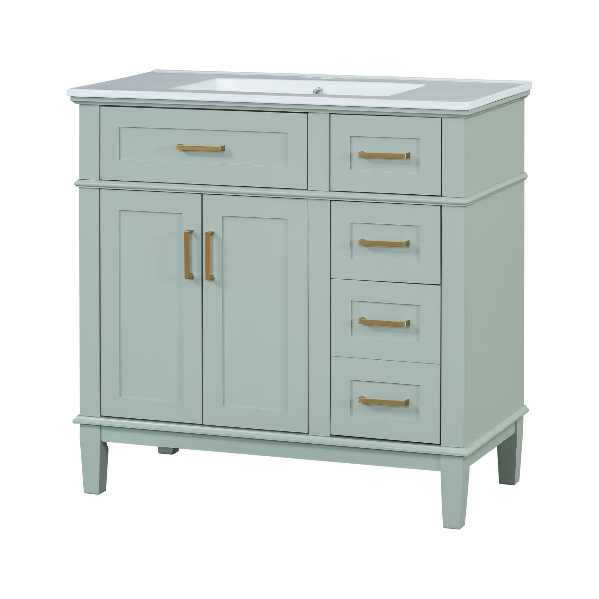 36" Bathroom Vanity With Sink, Soft Close Doors, And Storage Drawers - Green - Image 14