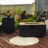 32" Propane Gas Fire Pit Table With Propane Tank Cover, 50000 Btu Rectangular Steel Fire Pit With Beautiful Wicker Base For Outside Garden - Dark Gray - Image 3