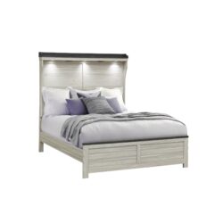 Augusta - Full Bed With Panel Headboard, Low Profile, 5 Piece Set Includes Bed, Dresser, Chest, Nightstand, Mirror - Beige / Brown