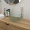 Vessel Sink With Chrome Faucet And Pop Up Drain - Clear - Image 2