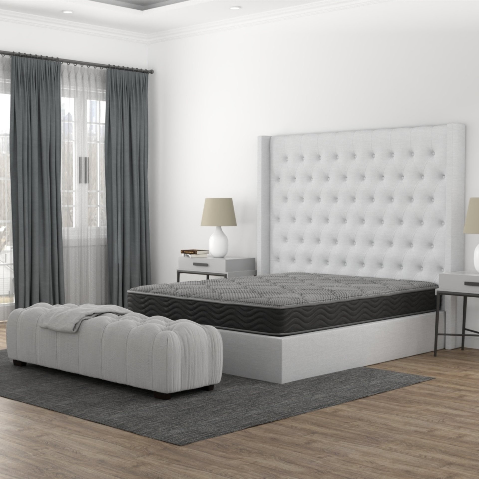 CS Hybrid - 8" Queen Pocket Coil Mattress - Black / Gray - Image 7