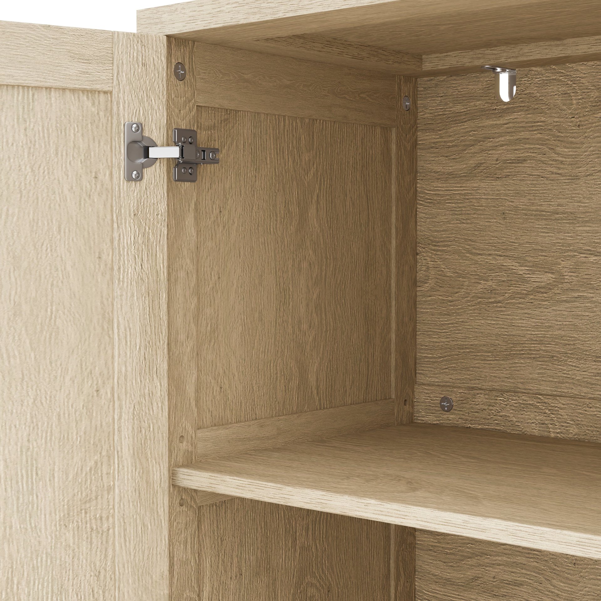 Rattan Buffet Cabinet With Storage, 4 Door Sideboard, Adjustable Shelves - Natural - Image 10