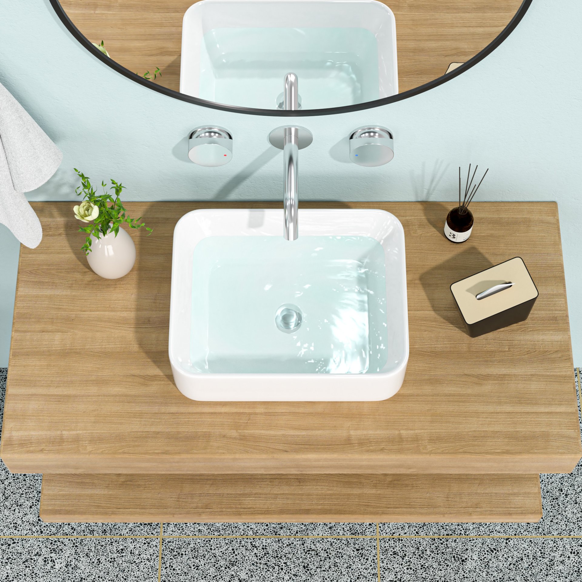 Rectangular Ceramic Vessel Bathroom Sink - White - Image 2