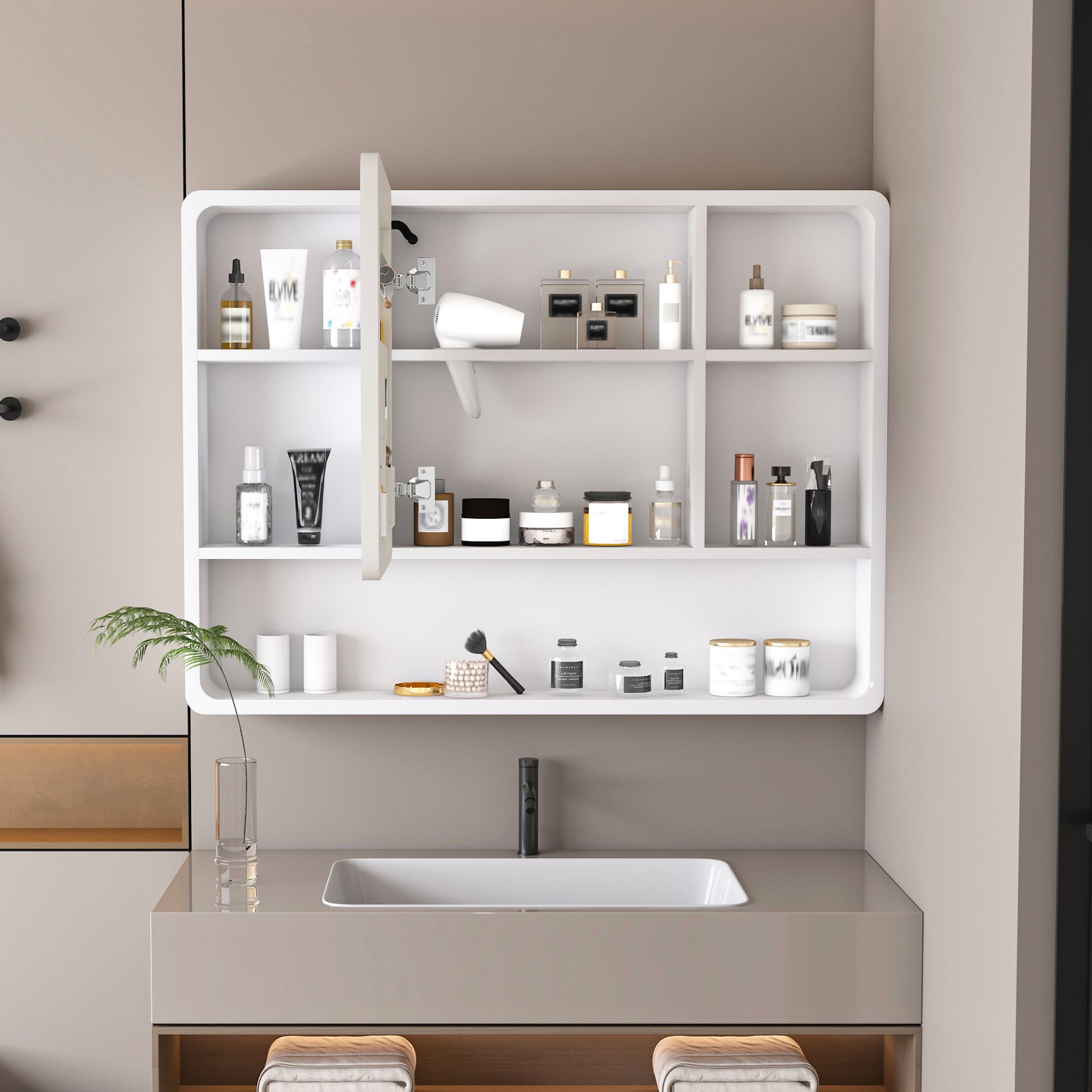 Aluminium Medicine Cabinet Mirror With 3 Colors LED Light And Defogging Function - White - Image 13
