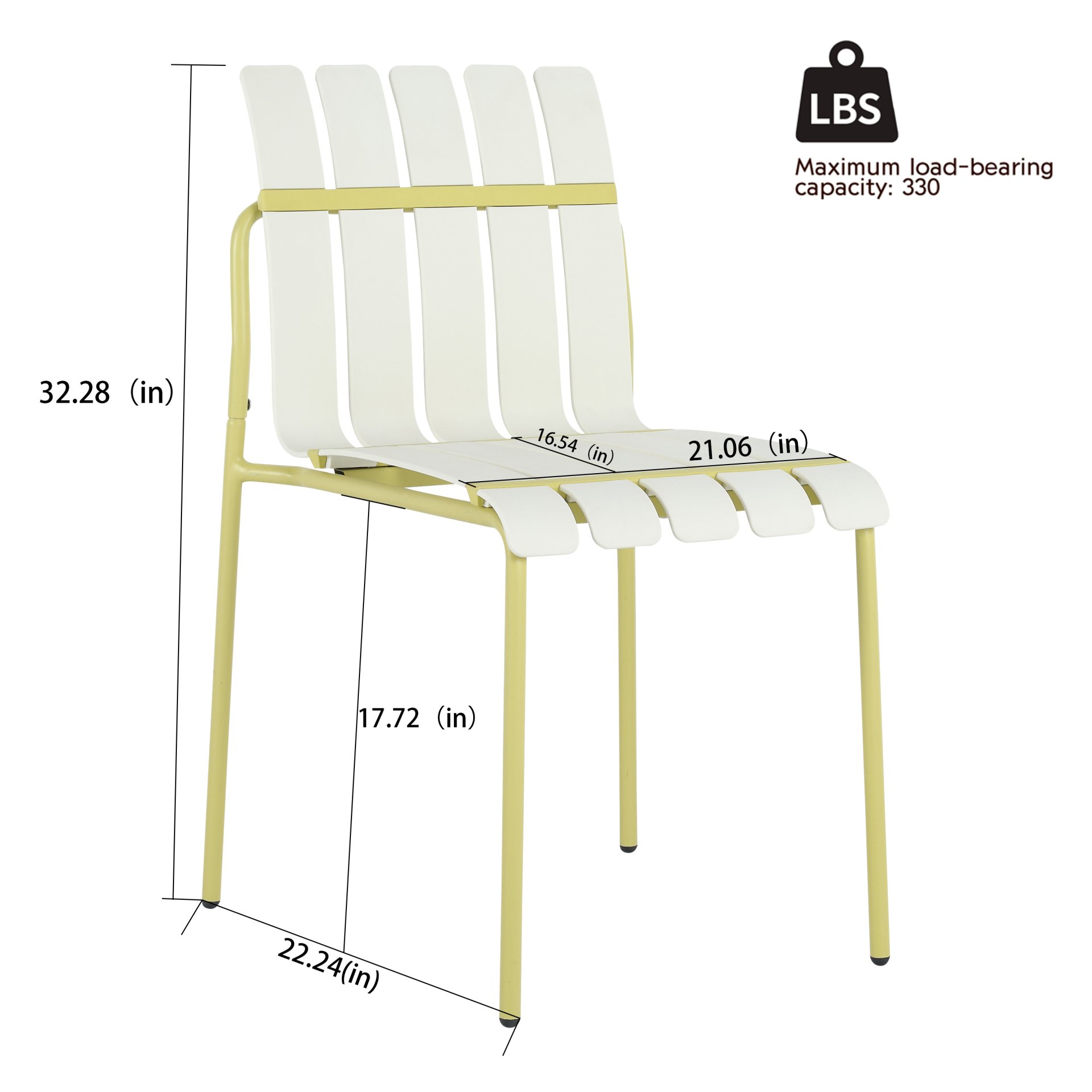 4 Piece Set Of Modern Color Block Designed Single Chairs, UV Resistant And Rust Proof - Grain Yellow / White - Image 3