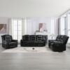 Home Theater Recliner Set Manual Recliner Chair With Wide Armrest, Two Built-In Cup Holders For Living Room - Black - Image 2
