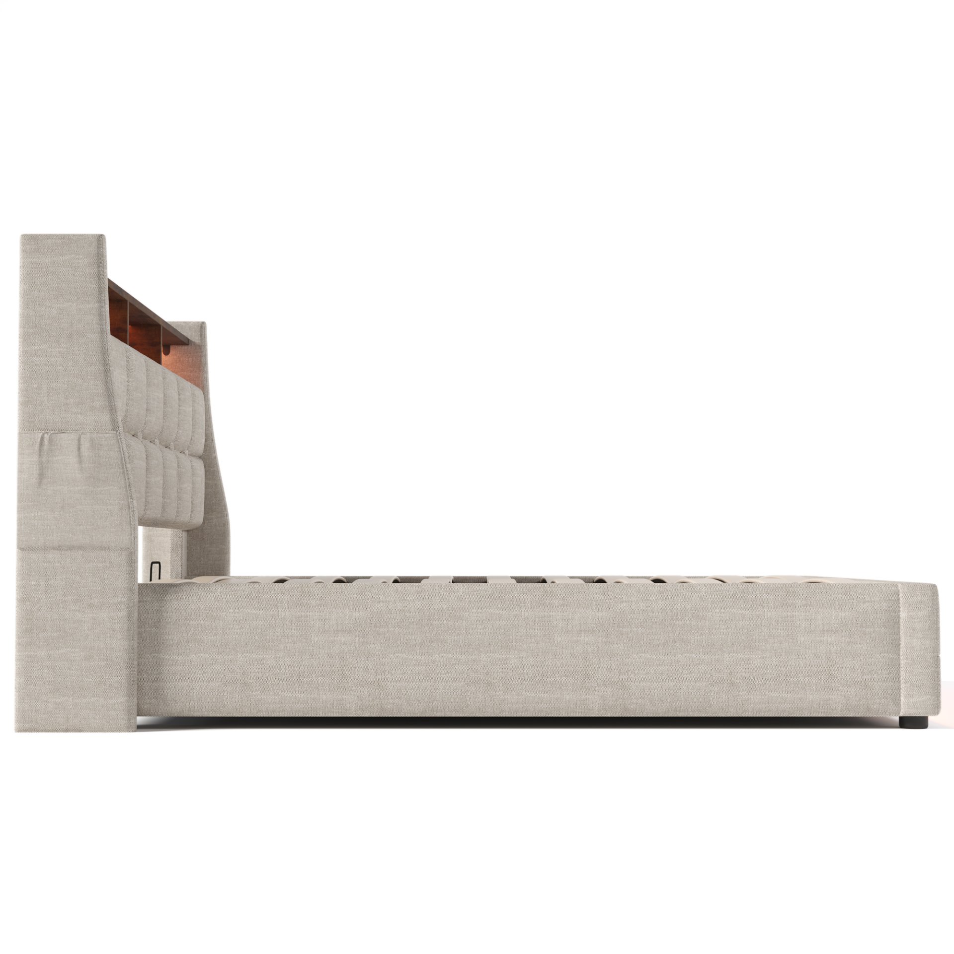 Full Size Upholstered Platform Bed With A Hydraulic Storage System, LED And USB Charging (Without Mattress) - Natural - Image 30