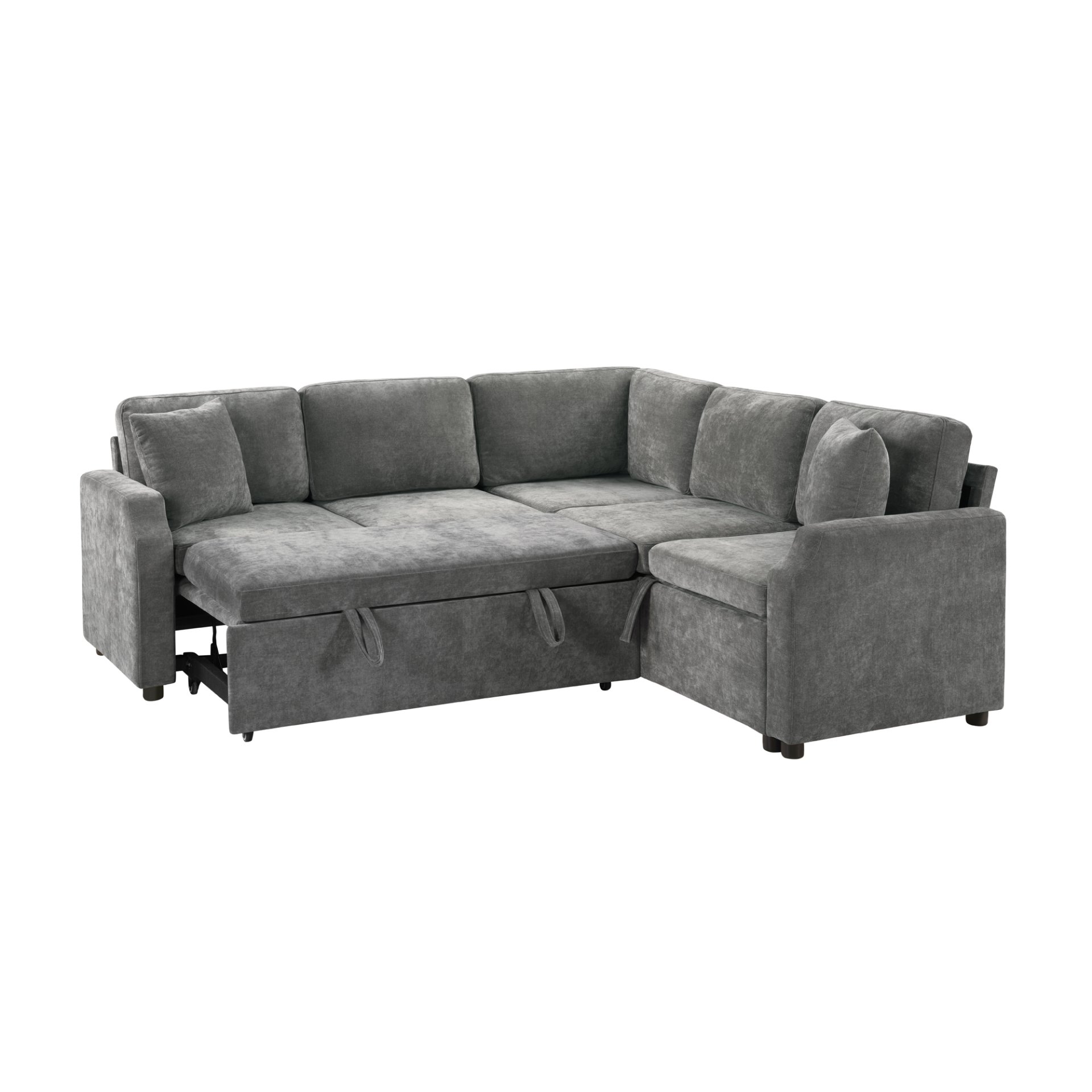 Upholstered L Shaped Sectional Sofa Bed With Sleeper And Storage Chenille - Gray - Image 9