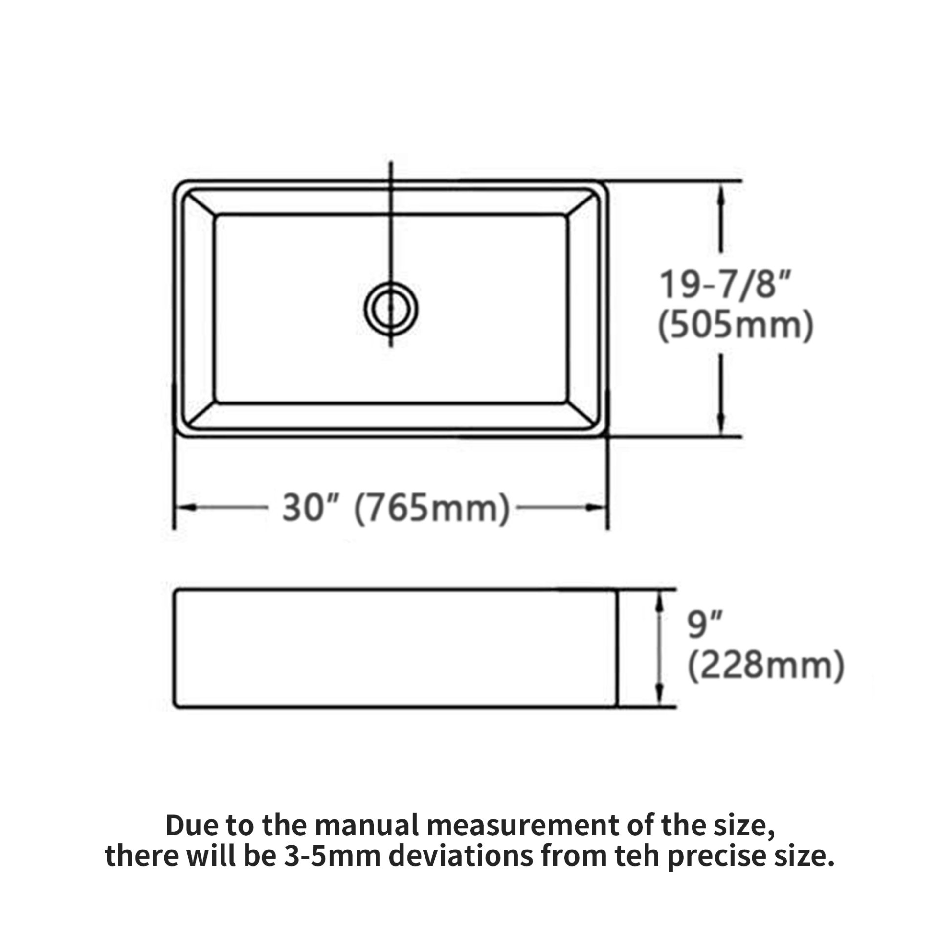 Sink 30" Apron Front Single Bowl Kitchen Sink With Grid And Strainer - White - Image 3