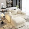 3 Seat Sofa, Deep Seat Couches With Soft Pillows And 1 Ottomans, Convertible Sofa Lounge Chair, For Living Room - Beige - Image 10