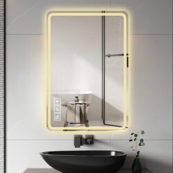 LED Bathroom Mirror Vanity Mirrors With Front Lights Wall Mounted Anti-Fog Frameless Make Up Mirror With Light Copper Free Silver Mirror Horizontal Or Vertical - Silver