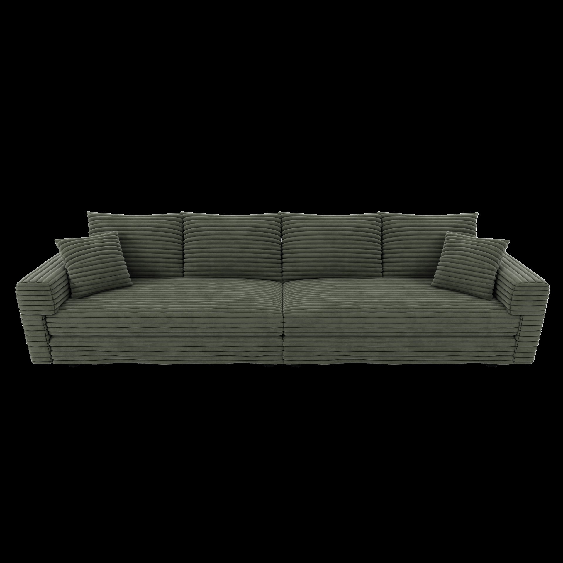 4 Seat Sofa, Deep Seat Couches With Soft Pillows And Movable Ottoman, Convertible Sofa Lounge Chair, For Living Room - Green - Image 13