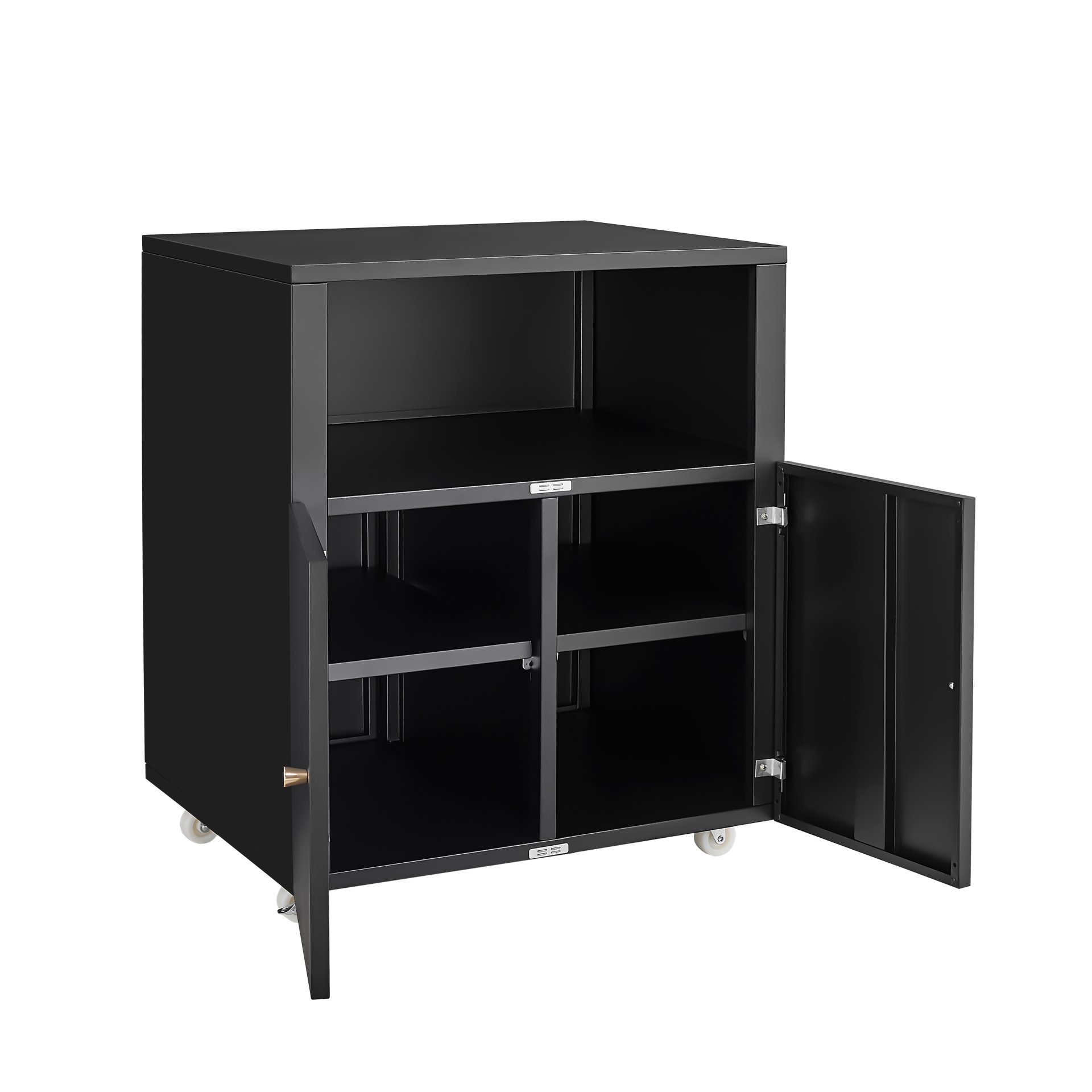 Mobile Printer Stand With Wheels And File Cabinet - Black - Image 13