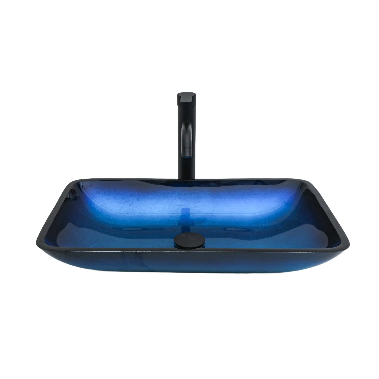 Gradient Vessel Sink Square Above Counter Bathroom Sink With Pop Up Drain - Blue - Image 10