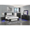 Beverly - 5 Piece King Bedroom Set With Cooler, Fluted Detailing, Partial, Low Profile Design, Spacious Drawers, LED Lights - Black White - Image 2