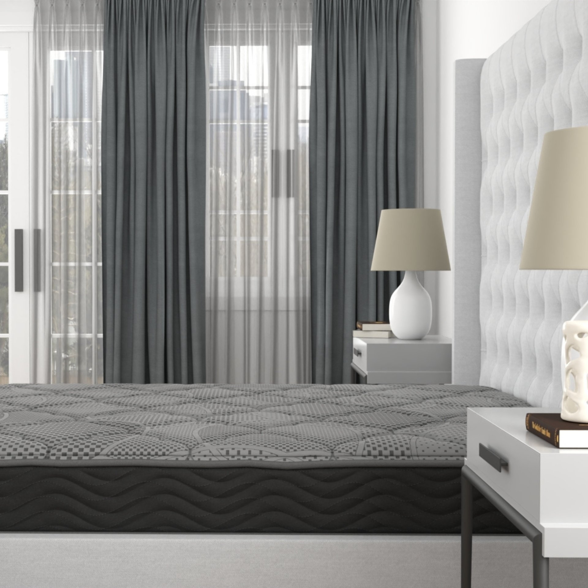 CS Hybrid - 8" Queen Pocket Coil Mattress - Black / Gray - Image 8