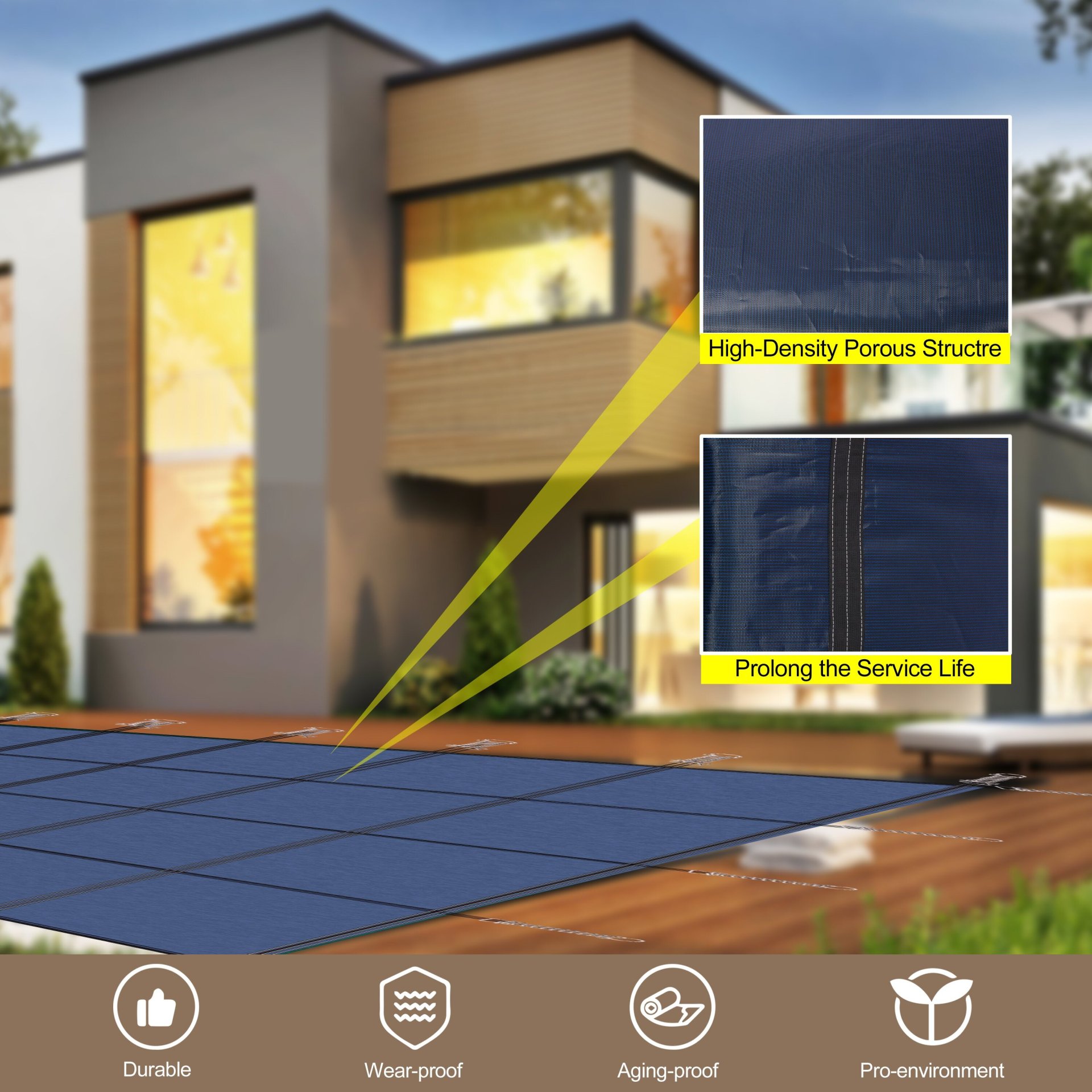 Inground Pool Safety Cover 16 X 32Ft Rectangle Winter Cover With Triple Stitched And Hardware Included - Blue - Image 2