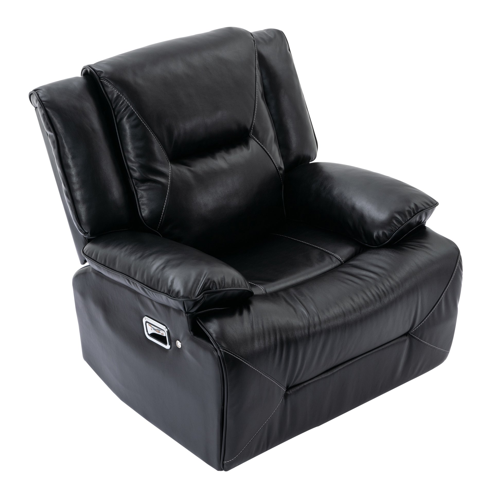 360° Swivel And Rocking Home Theater Recliner Manual Recliner Chair With A Led Light Strip For Living Room - Black - Image 10