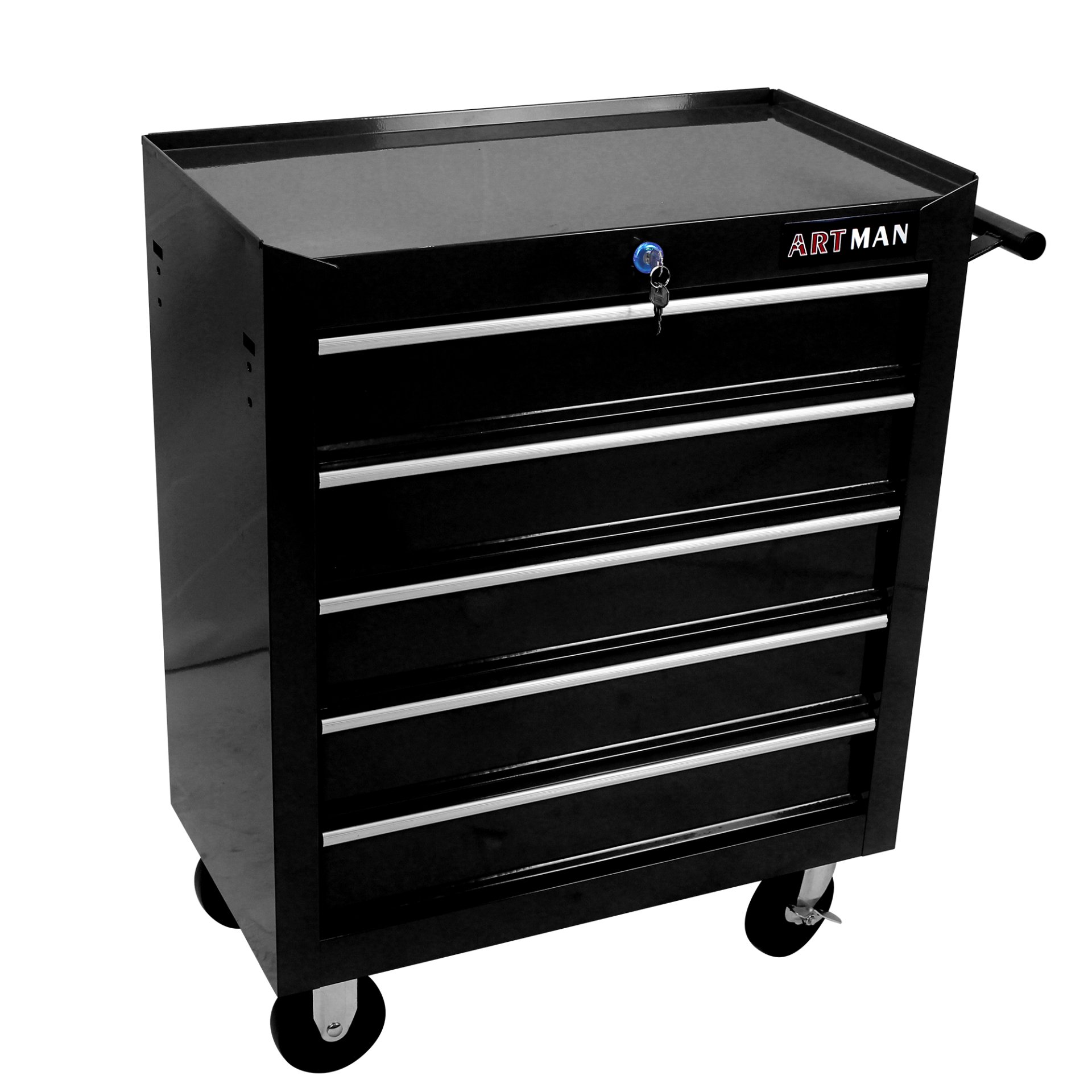 5 Drawers Multifunctional Tool Cart With Wheels - Black - Image 5
