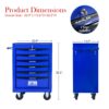 Rolling Metal Tool Chest With 6 Drawers, 20" Steel Storage Cabinet With Ball Bearing Slides - Black / Blue - Image 3