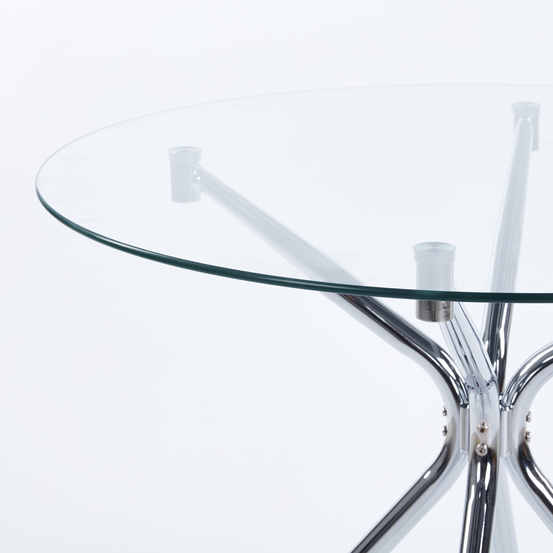 Compact Dining Table With Glass Top - Chrome - Image 6