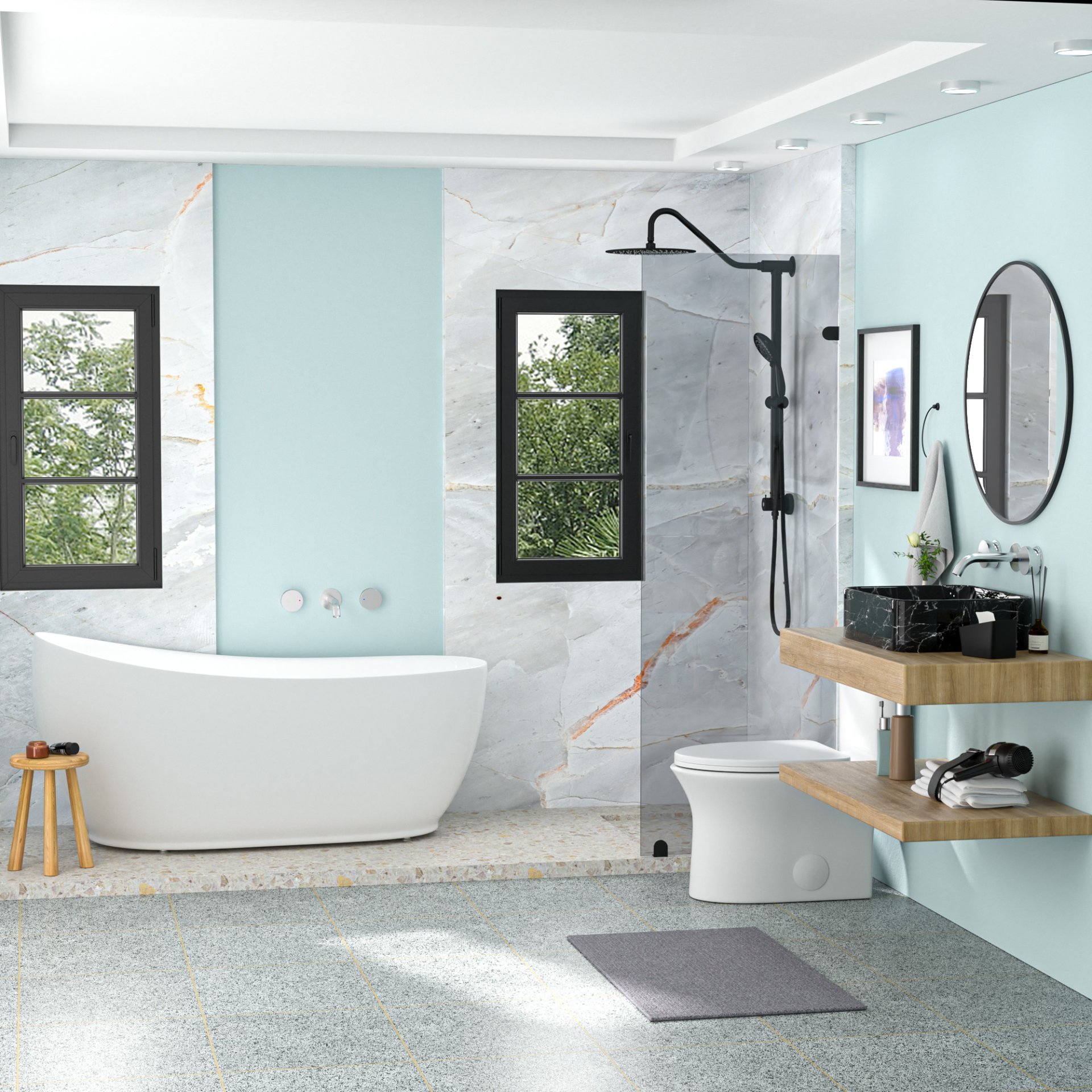 Rectangular Vessel Bathroom Sink - Black / Gray - Image 6