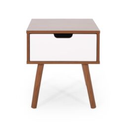 2 Toned Particle Board End Table - White / Walnut