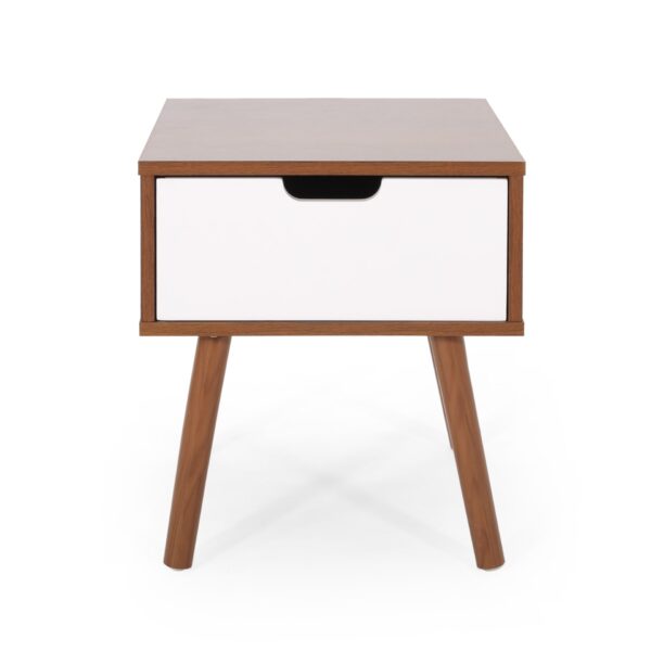 2 Toned Particle Board End Table - White / Walnut