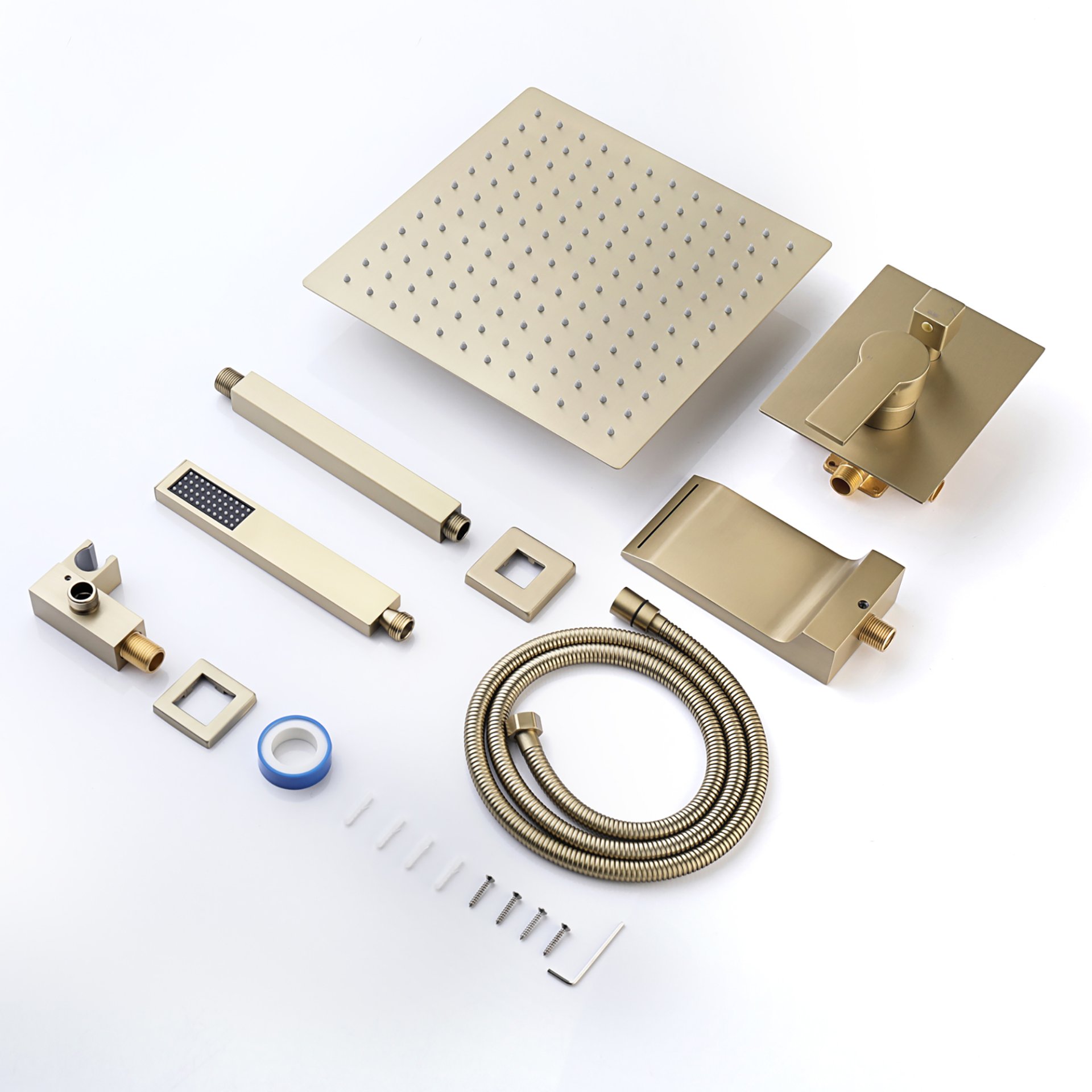 Elegant Shower System High Pressure Rainfall Shower Head With Handheld Spray Stainless Steel - Brushed Gold - Image 4