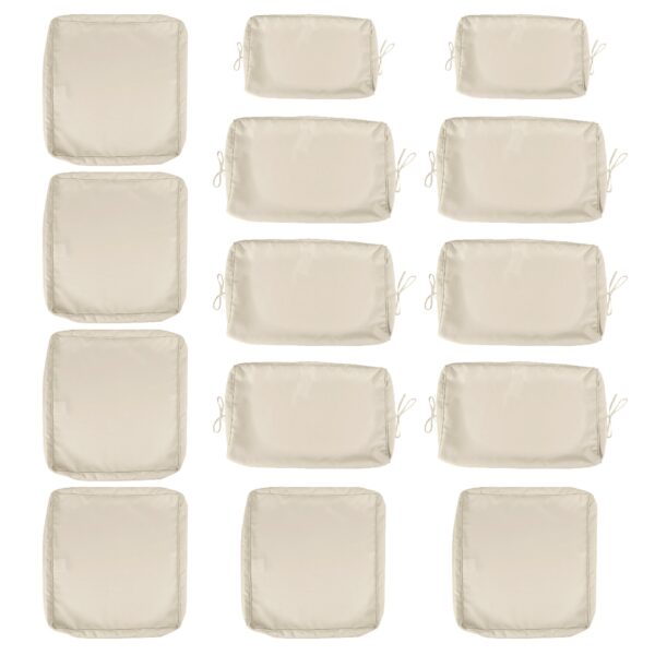 Cushion Covers For 7 Piece Wicker Sectional Sofa, 14 Pack Seat And Back Slipcovers With Zipper - Beige