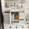 37" Bathroom Vanity With Artificial Marble Carrara Top, Multi Functional Cabinet With Doors And Drawer - White - Image 5