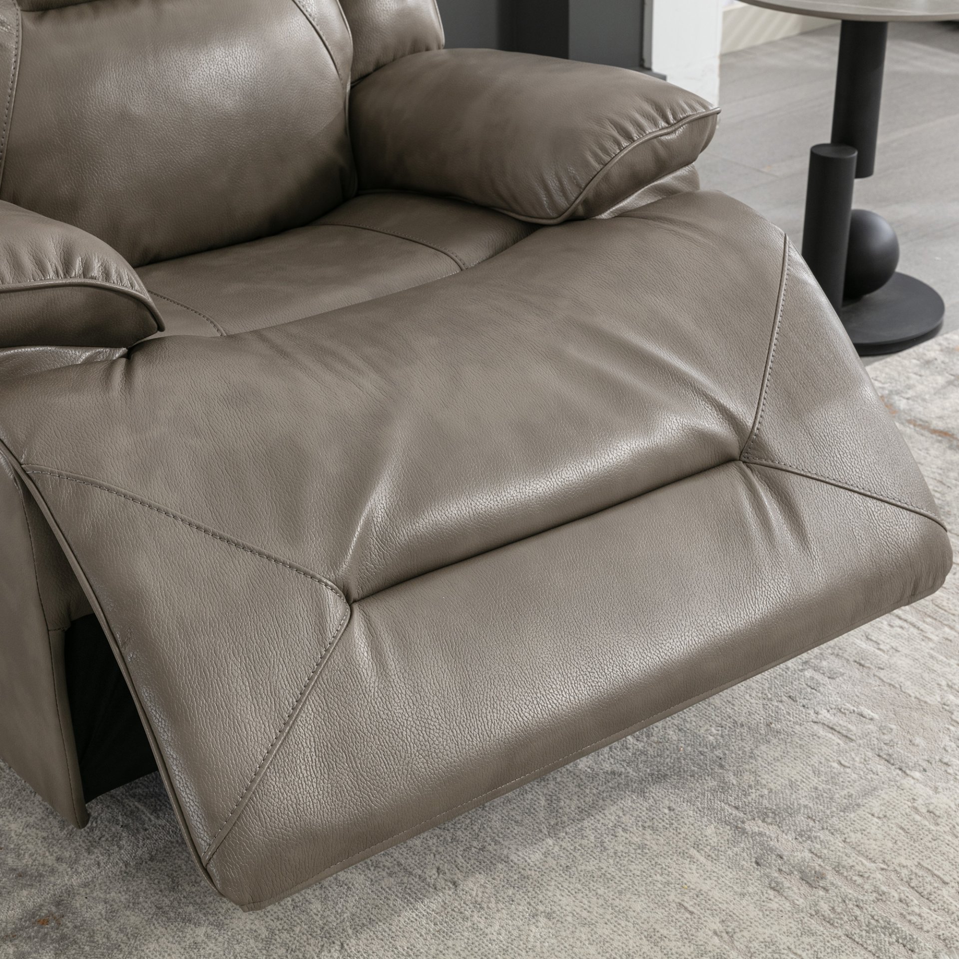 2 Seater Home Theater Recliner Manual Recliner Chair With A Led Light Strip Two Cup Holders And A Storage Box For Living Room - Gray - Image 15