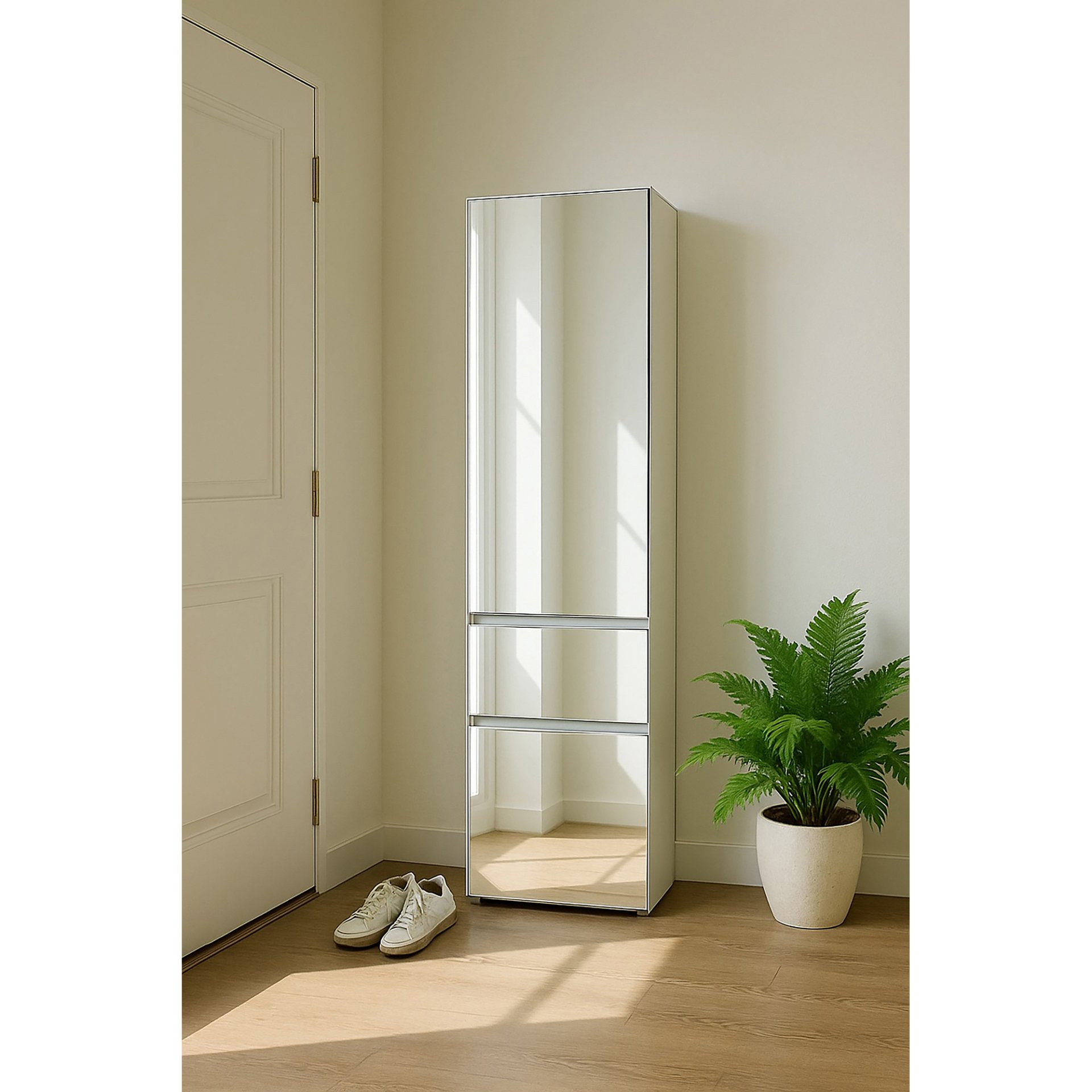 Elise - Modular Wood Closet System With Mirror In Versatile Storage Solution - White - Image 12