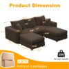3 Seat Sofa, Deep Seat Couches With Soft Pillows And 2 Ottomans, Convertible Sofa Lounge Chair, For Living Room - Camel - Image 14