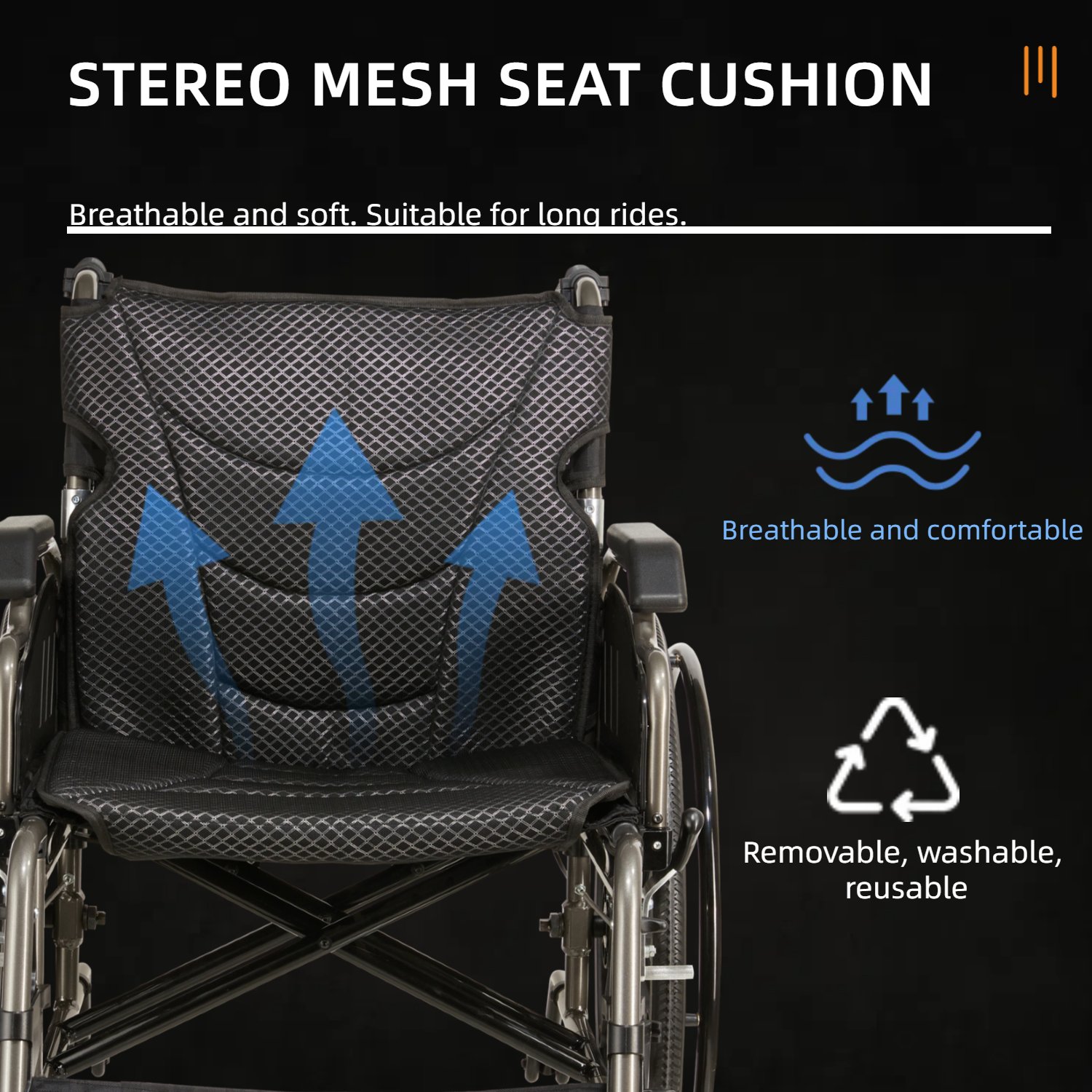 Lightweight Foldable Nursing Wheelchair For Adults Double X Force Support, 300Lbs Capacity, Breathable Cushion & Anti Backflip Design With Tires, Adjustable Seat Belt, Quick Release Wheels - Gray - Image 5