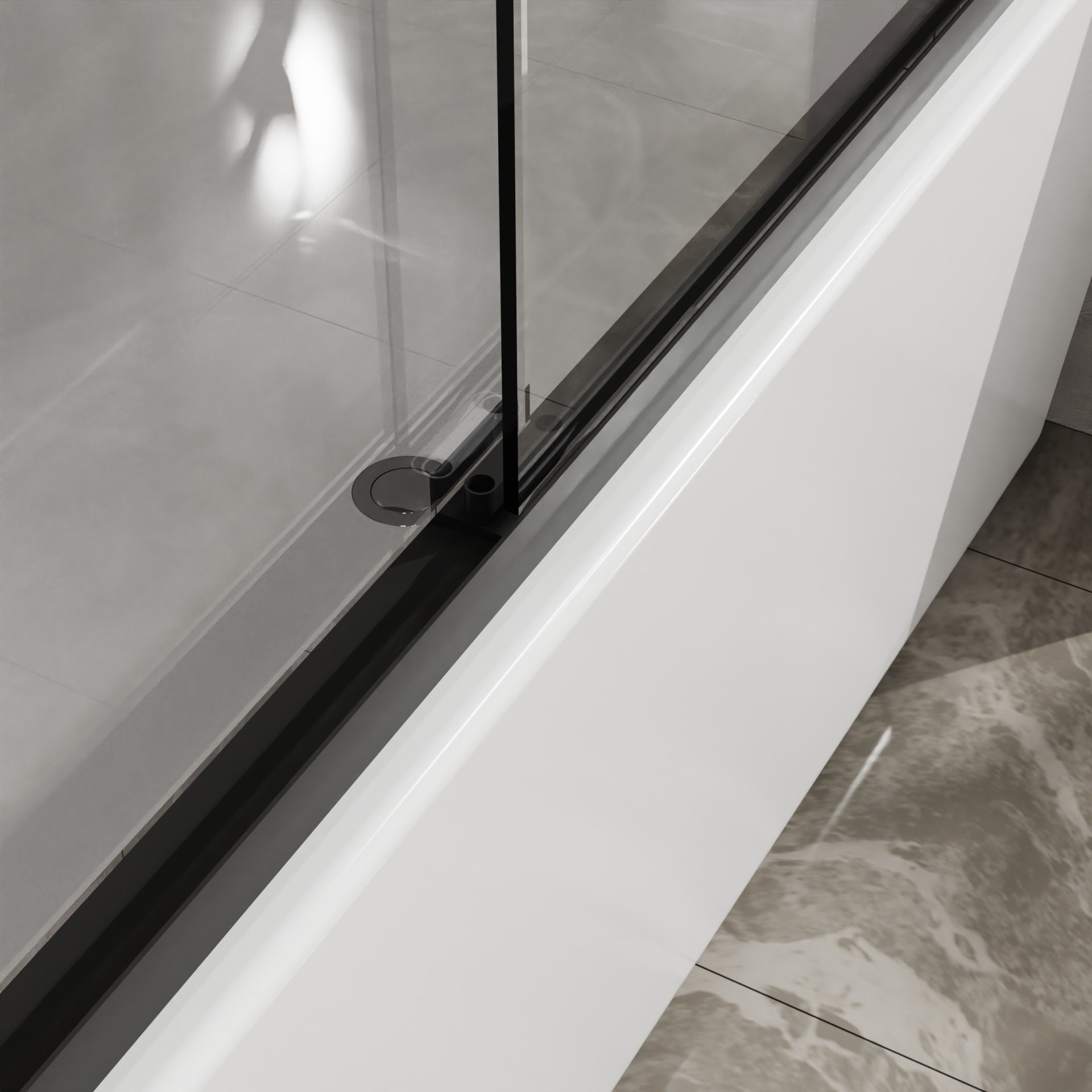 Double Sliding Bathtub Shower Door With Sgcc Clear Tempered Glass - Matte Black - Image 8