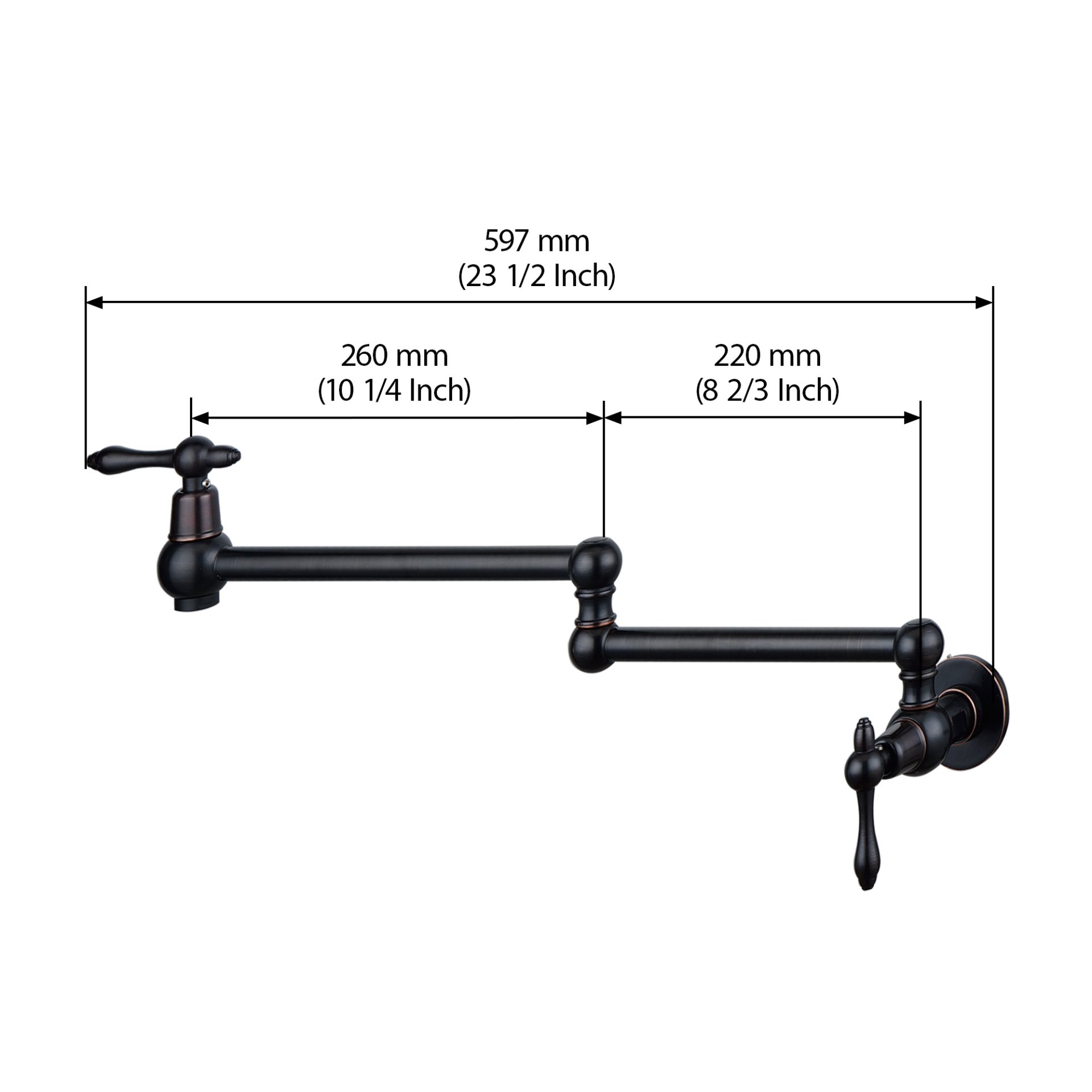 Design Pot Filler Faucet Wall Mount Kitchen Sink Faucet Folding Stretchable - Oil-Rubbed Bronze - Image 3