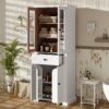 Bathroom Storage Cabinet, Adjustable Shelves & Drawer, Freestanding Linen Tower - White - Image 4