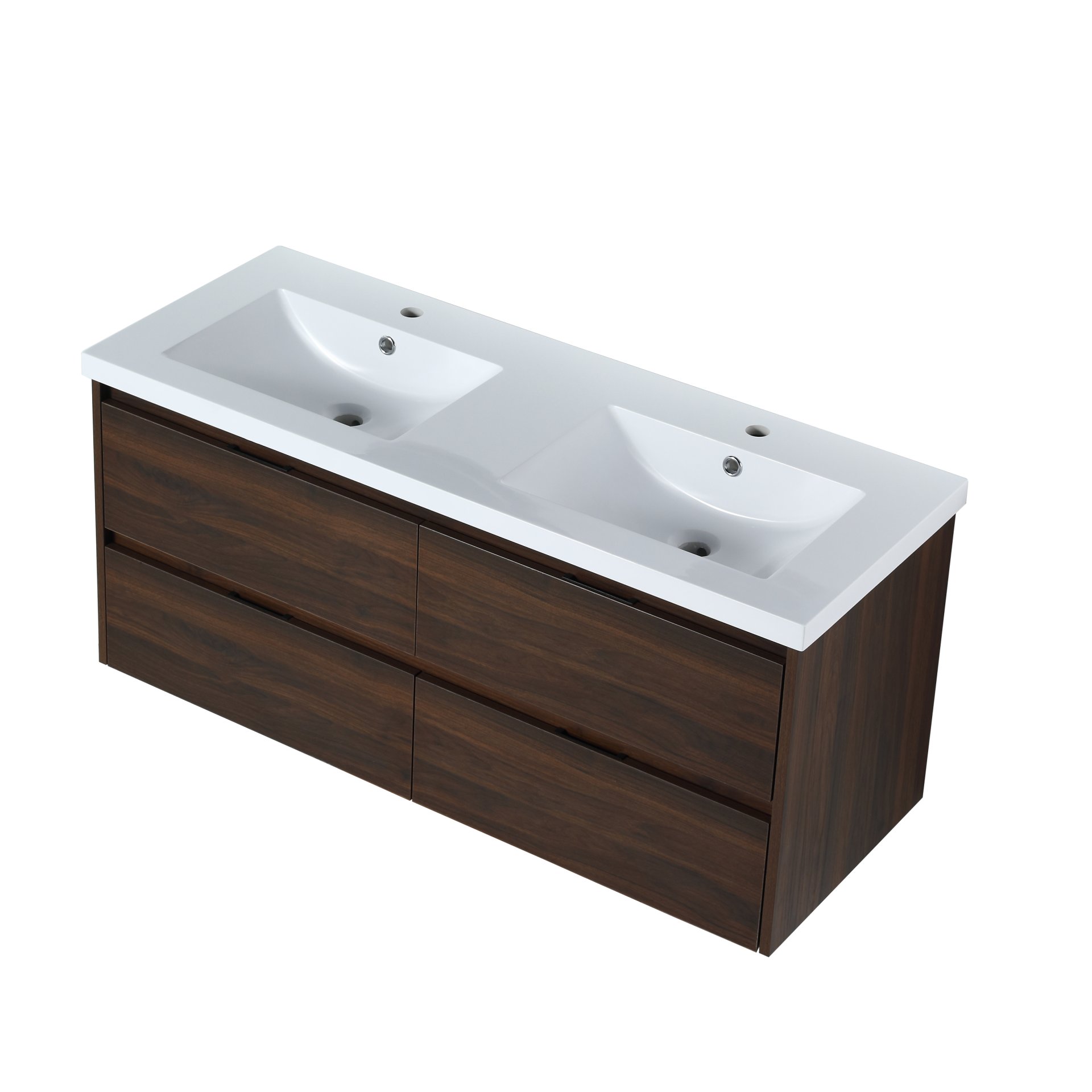 Modern Bathroom Vanity With Dual Resin Sink, Soft Close Drawers - California Walnut - Image 23