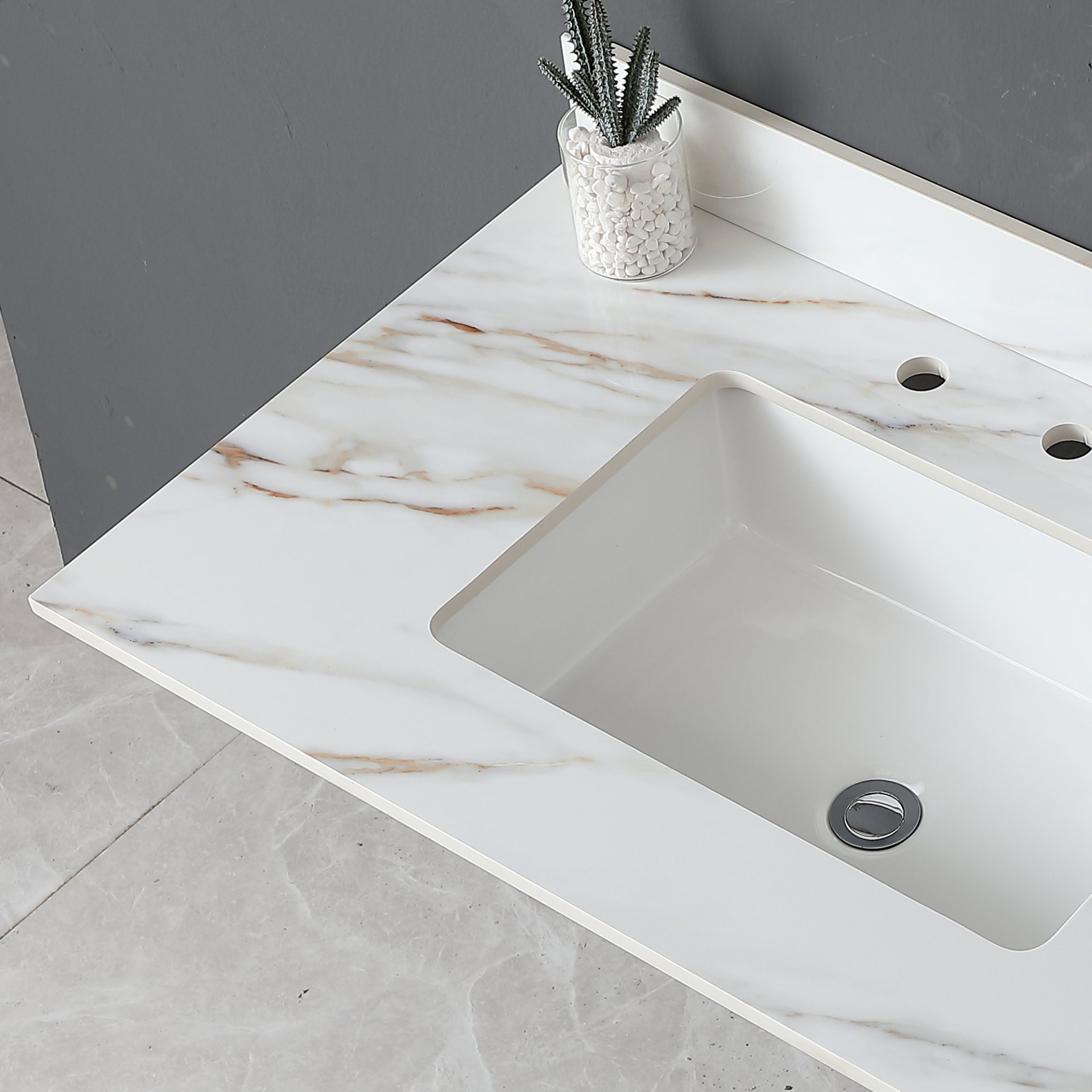 Vanity Top, Sintered Stone - Carrara White With Veins - Image 7