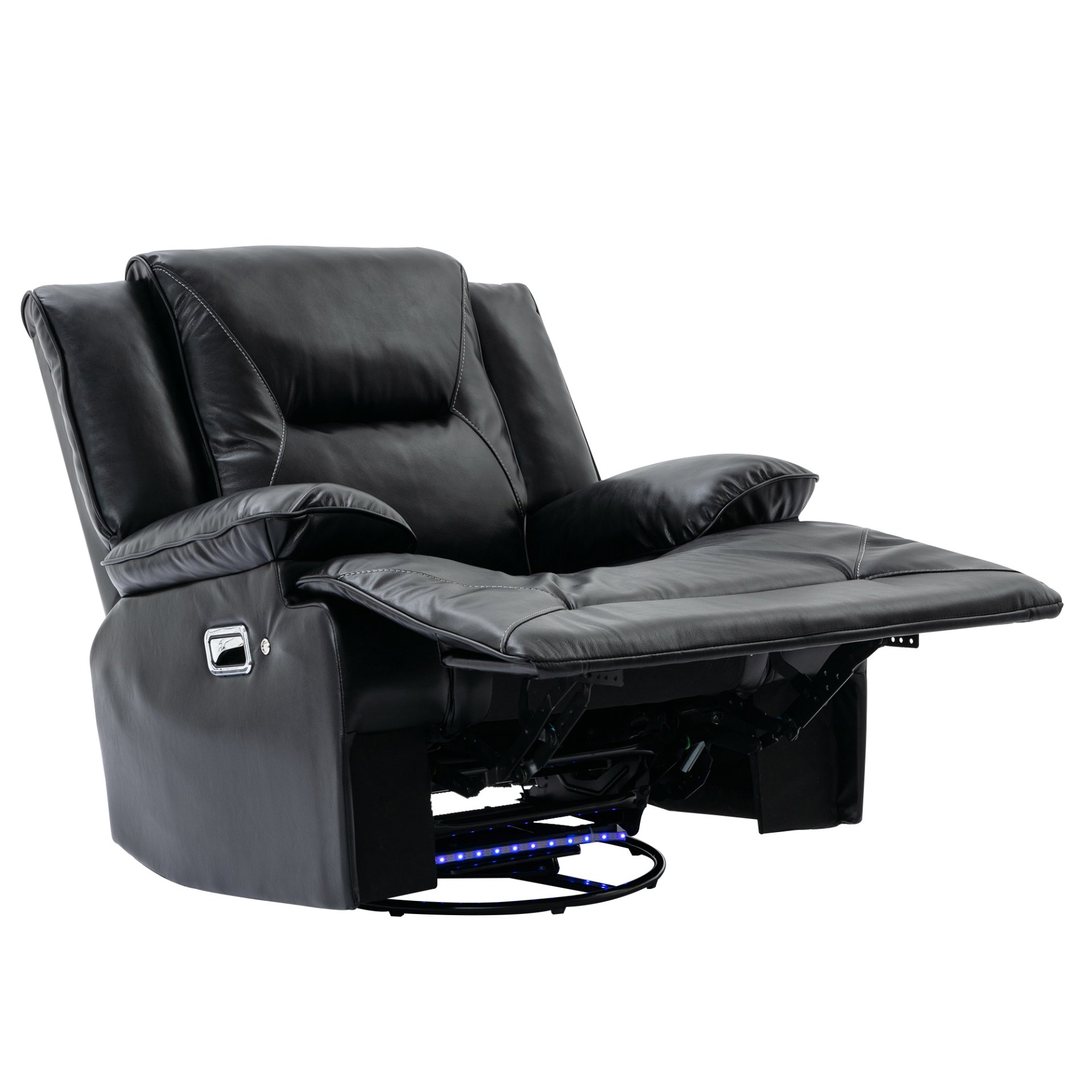 360° Swivel And Rocking Home Theater Recliner Manual Recliner Chair With A Led Light Strip For Living Room - Black - Image 12