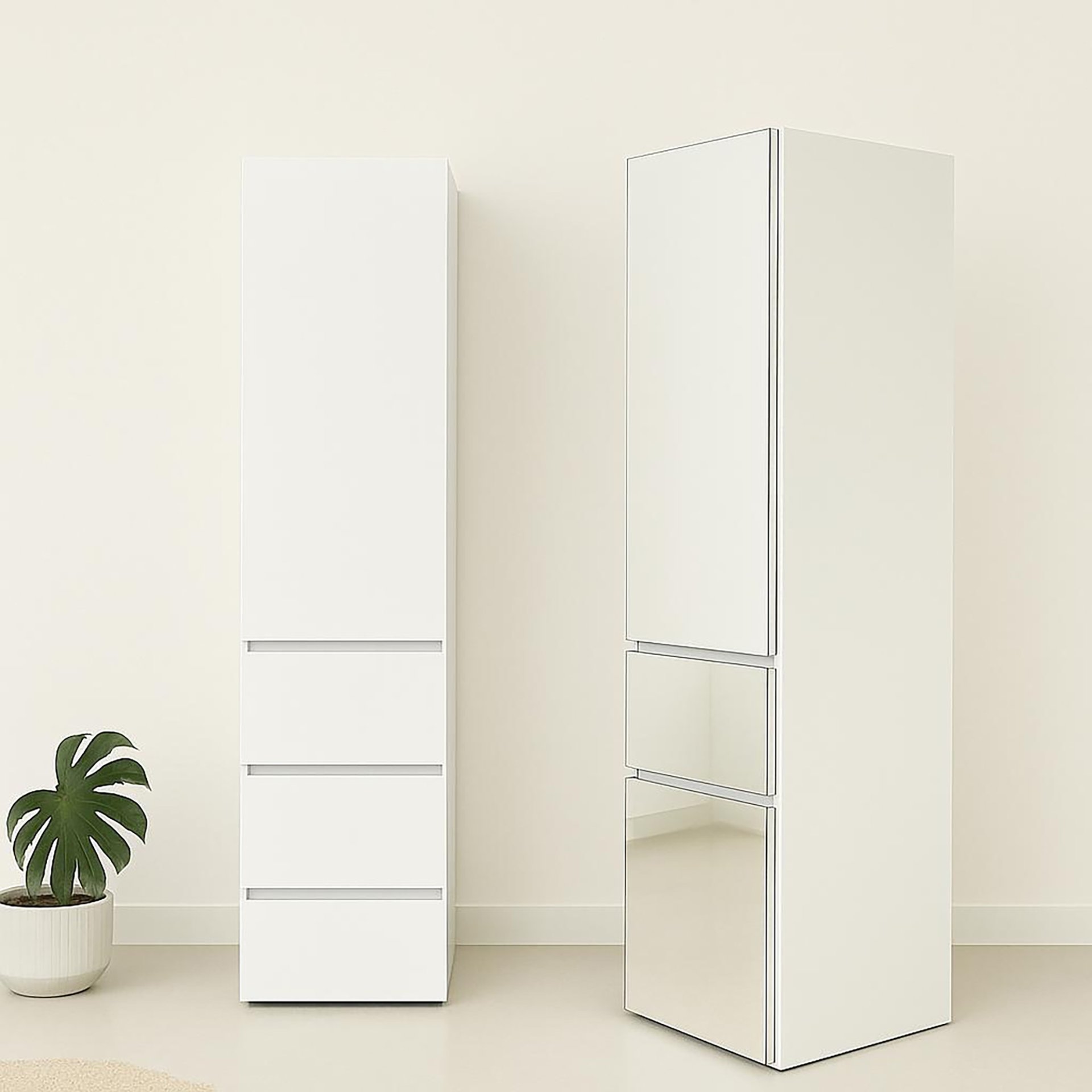 Elise - Modular Wood Closet System With Mirror In Versatile Storage Solution - White - Image 13