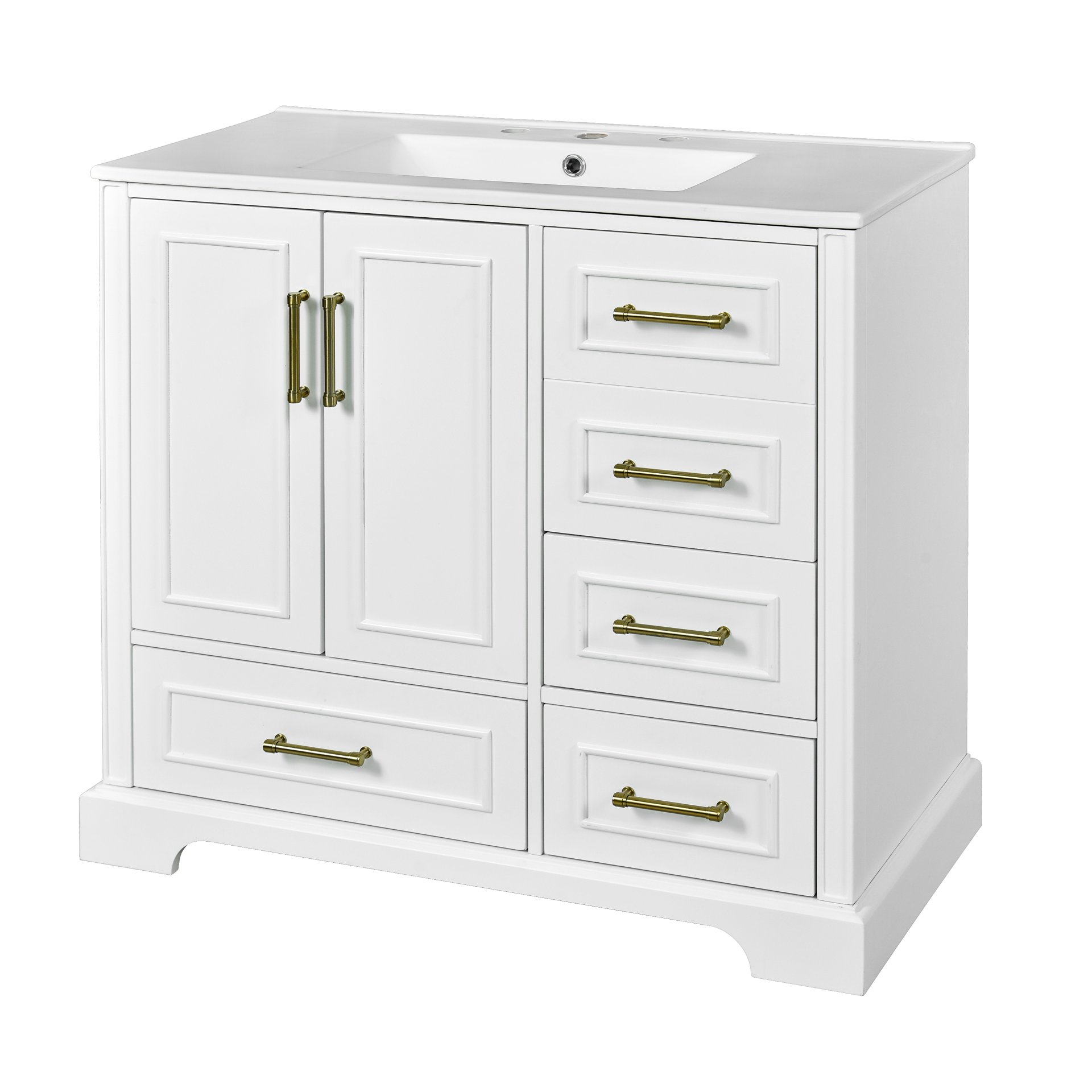 Traditional 36" Bathroom Vanity Cabinet With Sink, With Soft Close Doors And Four Drawers - White - Image 14