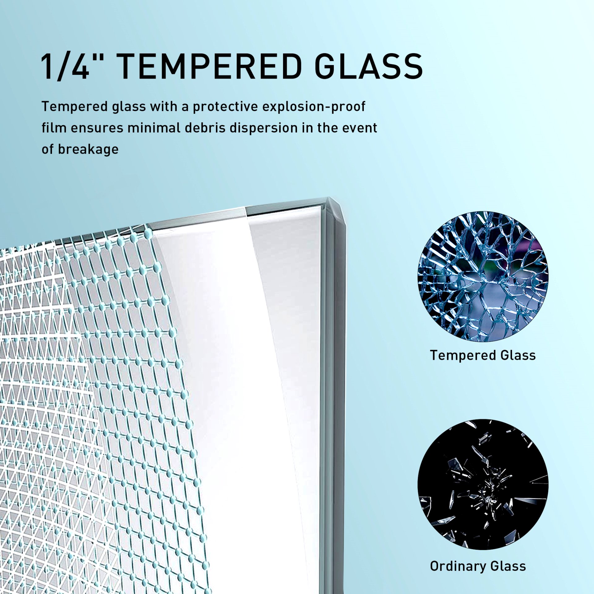 Frameless Soft Closing Shower Door, 1 / 4" (6Mm) Tempered Glass Single Sliding With Explosion Proof Coating - Matte Black - Image 5