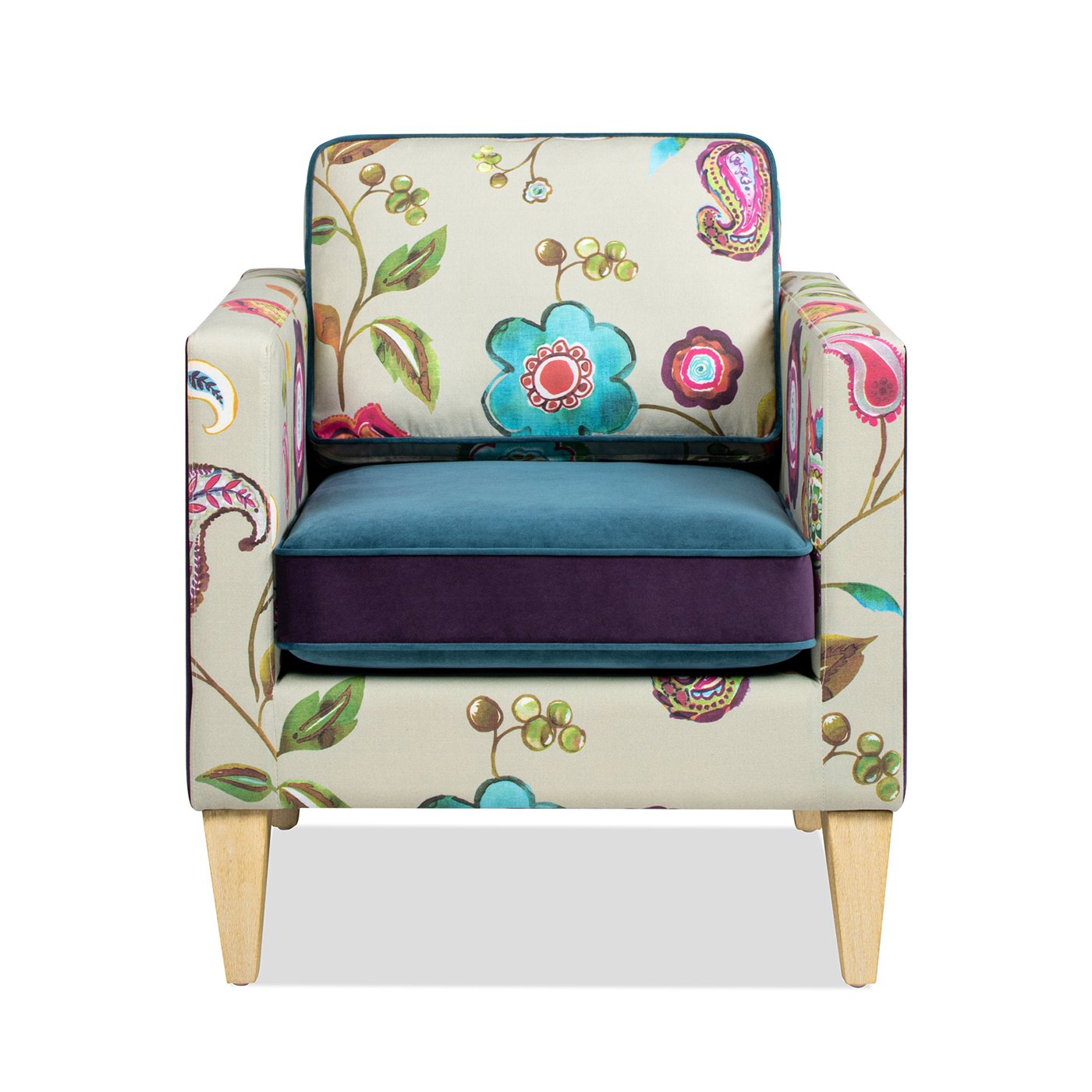 Mamba - Patchwork Accent Chair - Teal Blue Purple / Multicolored Floral - Image 7